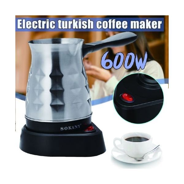 Sokany كنكه القهوة التركية ستانلس ستيل 5 أكواب - 600 وات
