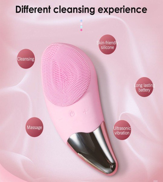 فرشاة تنظيف الوجه 2 في 1 اتجاهين 1Silicone Ultrasonic Facial Cleanser Brush
