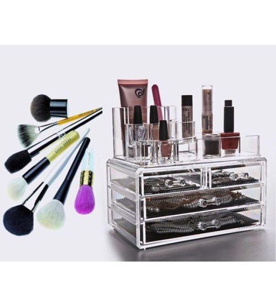 best makeup organizer منظم مكياج شفاف 4 درج