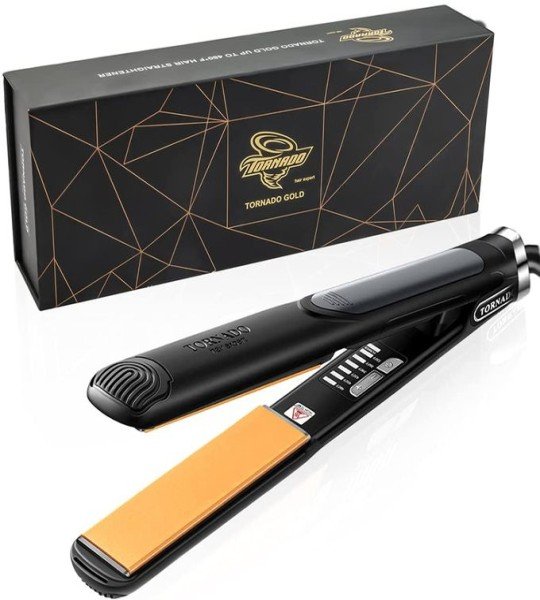 مكواة شعر تورنيدو جولد سيراميك درجة حرارة 470 فهرنهايت Tornado Gold Hair Straightener 2 In 1 Ceramic Straightening